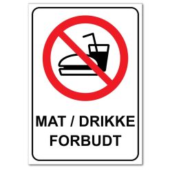 Forbudt skilt - Mat og drikke forbudt