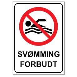 Forbudt skilt - Svømming forbudt