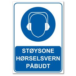 Påbudsskilt - Støysone hørselsvern påbudt