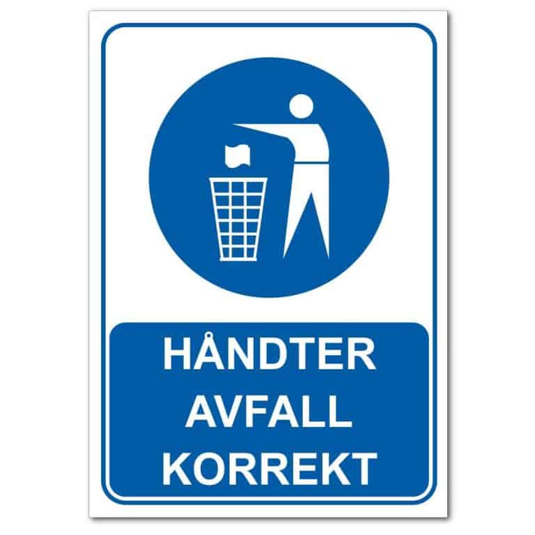 Avfall Sign Påbudsskilt - håndter avfall korrekt