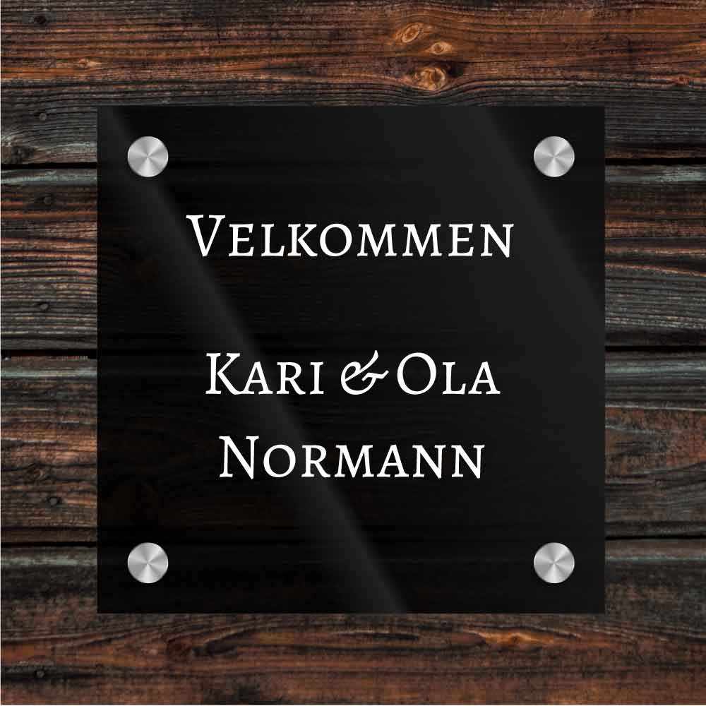 Dørskilt 150x150mm med rette hjørner