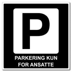 Parkering kun for ansatte 500x500mm