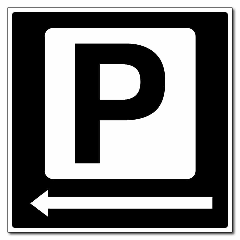 Parkeringsskilt pil venstre 500x500mm