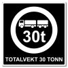 Totalvekt tonn skilt - sett inn egen tekst - 500x500mm