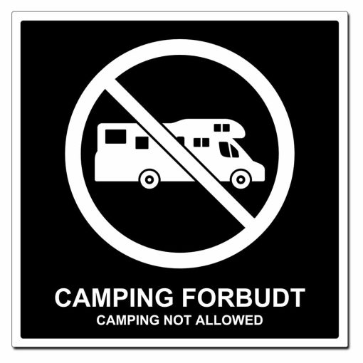 Privatrettslig Camping forbudt skilt - Bobil - 500x500mm