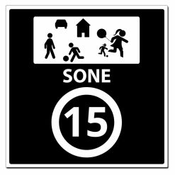 Gatetun med fartsgrense 15 km/t - 500x500mm