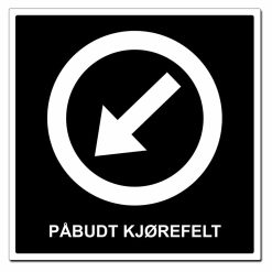 Privatrettslig Påbudt venstre kjørefelt skilt - 500x500mm