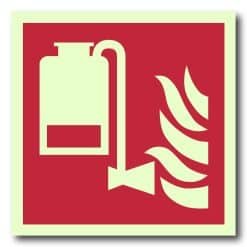 Etterlysende brannskilt - flyttbart skumanlegg