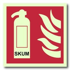 Etterlysende brannskilt - slukker skum
