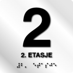 Taktile skilter med/uten Braille - 2. Etg - Hvit Alu Panel