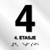 Taktile skilter med/uten Braille - 4. Etg - Hvit Alu Panel