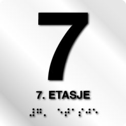 Taktile skilter med/uten Braille - 7. Etg - Hvit Alu Panel