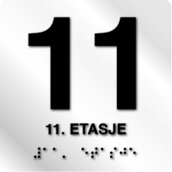 Taktile skilter med/uten Braille - 11. Etg - Hvit Alu Panel