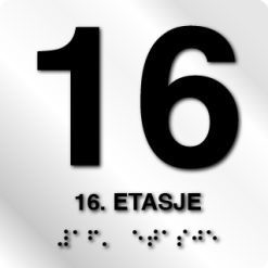 Taktile skilter med/uten Braille - 16. Etg - Hvit Alu Panel