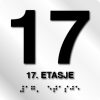 Taktile skilter med/uten Braille - 17. Etg - Hvit Alu Panel