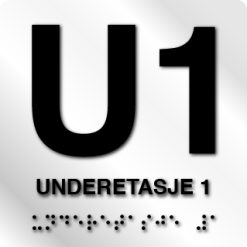 Taktile skilter med/uten Braille - U1. Etg - Hvit Alu Panel