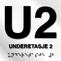 Taktile skilter med/uten Braille - U2. Etg - Hvit Alu Panel