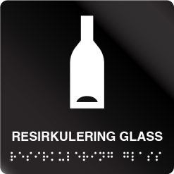 taktile skilter resirkulering glass sort alu panel