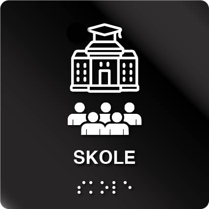 Taktile skilter - Skole - Sort Alu Panel