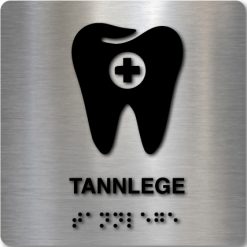 Taktilt skilt - Tannlege - Børstet Alu Panel