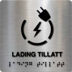 Taktilt skilt - Lading Tillatt - Børstet Alu Panel
