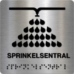 Taktilt skilt - Sprinkelsentral - Børstet Alu Panel