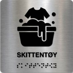 Taktilt skilt - Skittentøy - Børstet Alu Panel