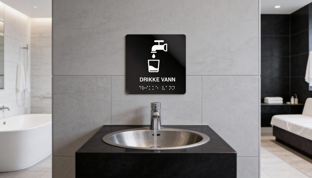 freepik plasser dette skiltet 25x25 cm ved en drikkekran i 2714