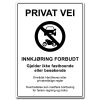 privat vei skilt innkjøring forbudt hvit