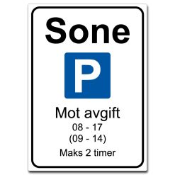 sone blå p maks 2t mot avgift til klokkeslett