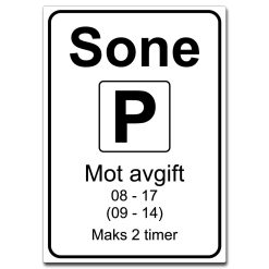 sone med p maks 2t mot avgift til klokkeslett