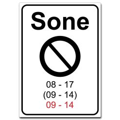 sone med symbol parkeringsforbud til klokkeslett