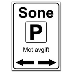 sone parkering pil høyre og venstre mot avgift