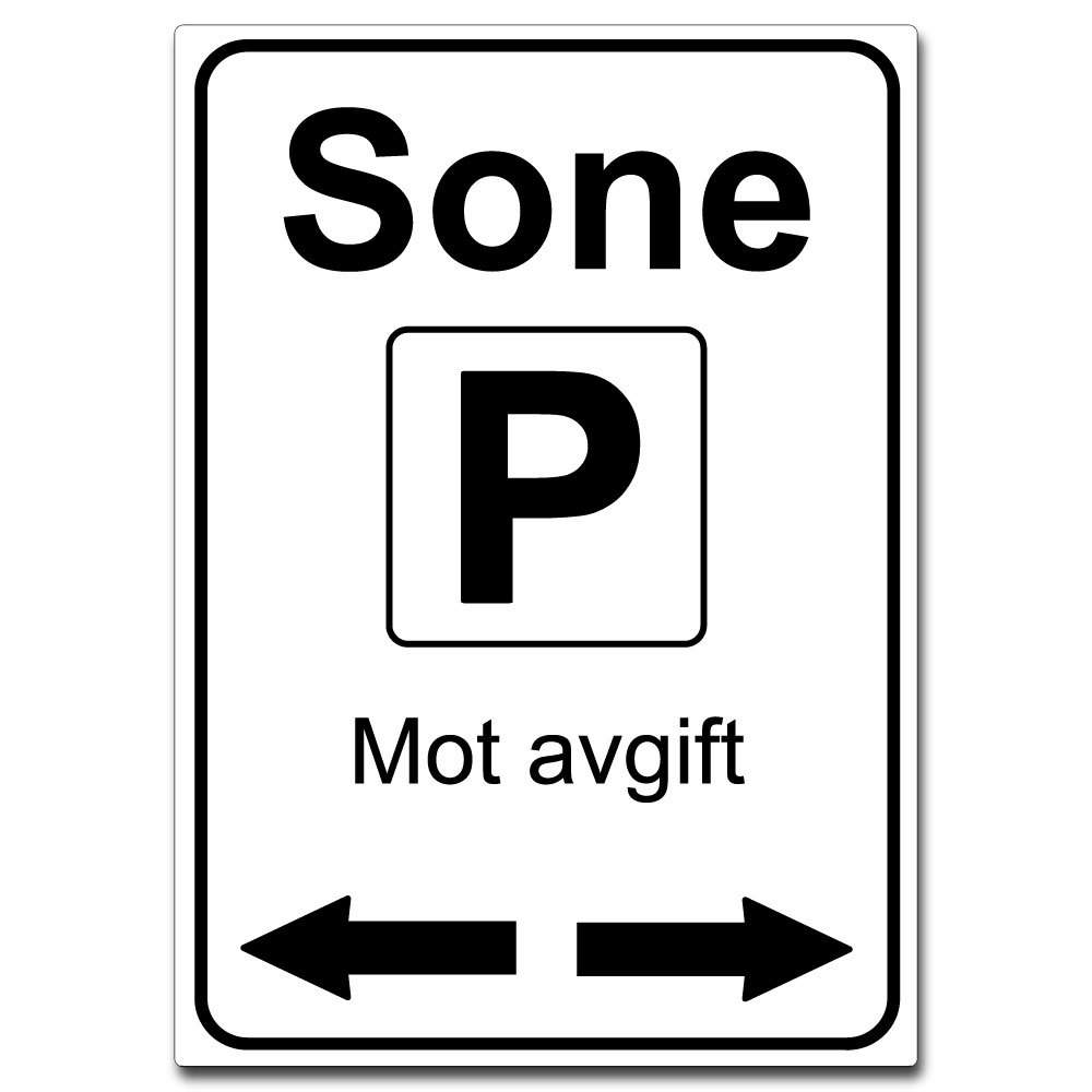 sone parkering pil høyre og venstre mot avgift