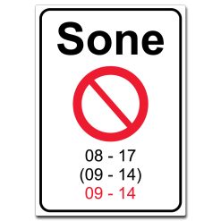 Sone rødt symbol -Parkeringsforbud til klokkeslett