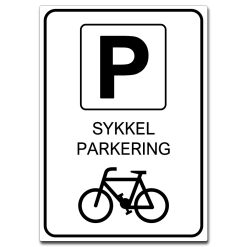 sykkelparkering med p og symbol hvit