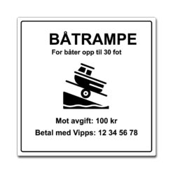 båtrampe mot avgift og vippsnummer 50x50