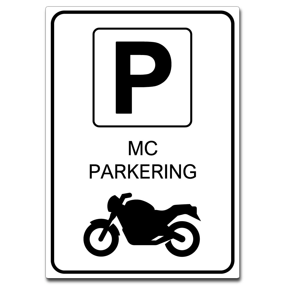 parkering for mc med p hvit