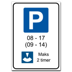 parkeringsskilt urskive blå p