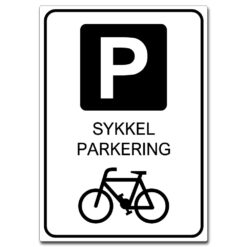 sykkelparkering med mørk p og symbol hvit