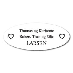 postkasseskilt gravert oval hjerter 78x32mm