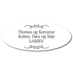 postkasseskilt oval ornament 78x32mm