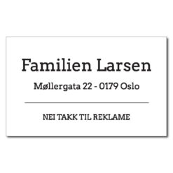 postkasseskilt gravert nei takk 94x58mm