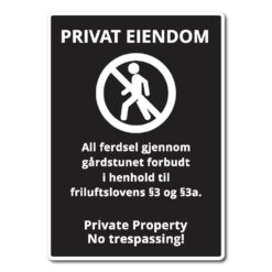 privat eiendom ingen fotgjengere sort