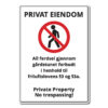 privat eiendom ingen fotgjengere hvit