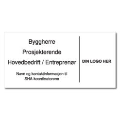 skilt byggherre informasjonstavle med logo