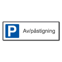 av/påstigning med blå p hvit