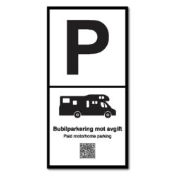 "p" skilt med qr kode bobilparkering 40x80