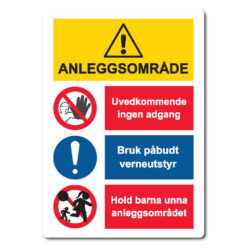 kombiskilt anleggsområde