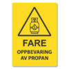 fareskilt fare oppbevaring av propan